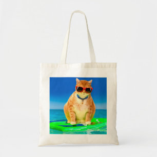 Bolso De Tela Gato con gafas de sol navegando en el océano