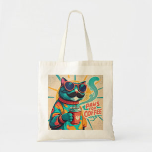 Bolso De Tela Gato con gafas de sol sobredimensionadas, sostenie