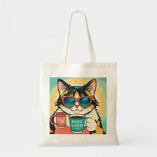 Bolso De Tela Gato con gafas de sol sobredimensionadas, sostenie