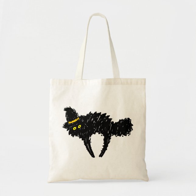 Bolso De Tela Gato con Gorra de bruja (Frente)