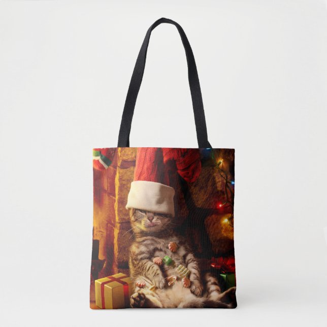 Bolso De Tela Gato con la cabeza puesta (Anverso)