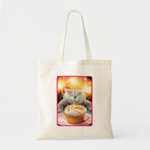Bolso De Tela Gato Con Pastel De Esparkler