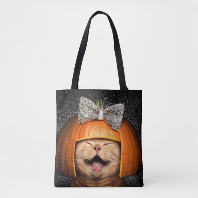 Bolso De Tela Gato Con Pelo De Calabaza (Anverso)