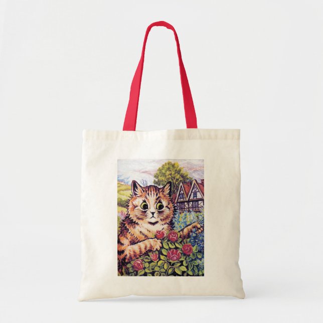 Bolso De Tela Gato con Rosas, Louis Wain (Frente)