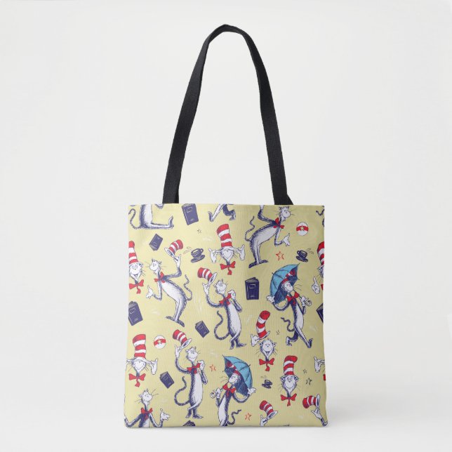 Bolso De Tela Gato con Sombrero | Patrón Amarillo (Anverso)