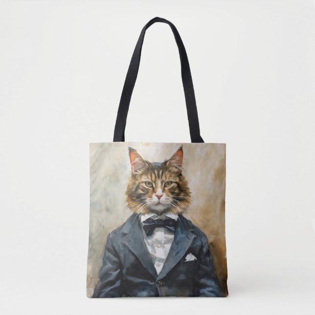 Bolso De Tela Gato con traje (Anverso)
