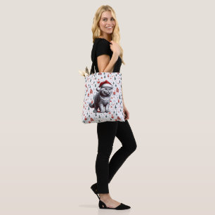 Bolso De Tela Gato cortoso navidad británico, Navidad Santa Kitt