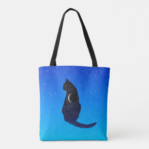 Bolso De Tela Gato cósmico en un fondo de cielo estrellado