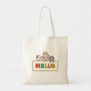 Bolso De Tela gato, cuadro de texto, garabato