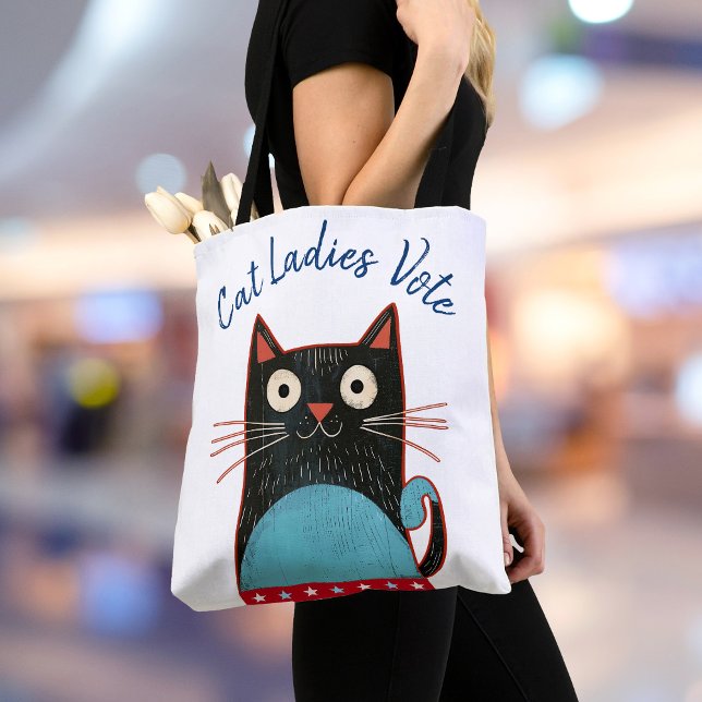 Bolso De Tela Gato Damas Votar Guión Feminista Rústico Negrita (Subido por el creador)