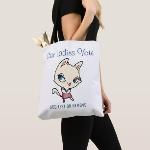 Bolso De Tela Gato Damas Votar Script Gracioso Negrita Feminista