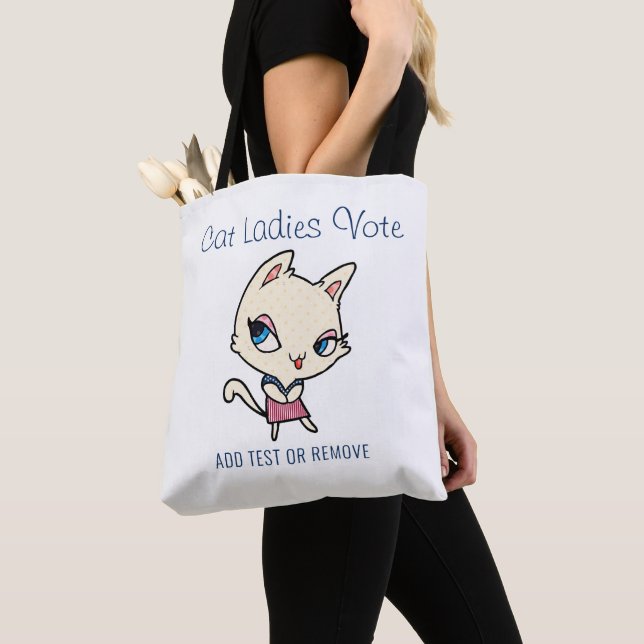 Bolso De Tela Gato Damas Votar Script Gracioso Negrita Feminista (Detalle)