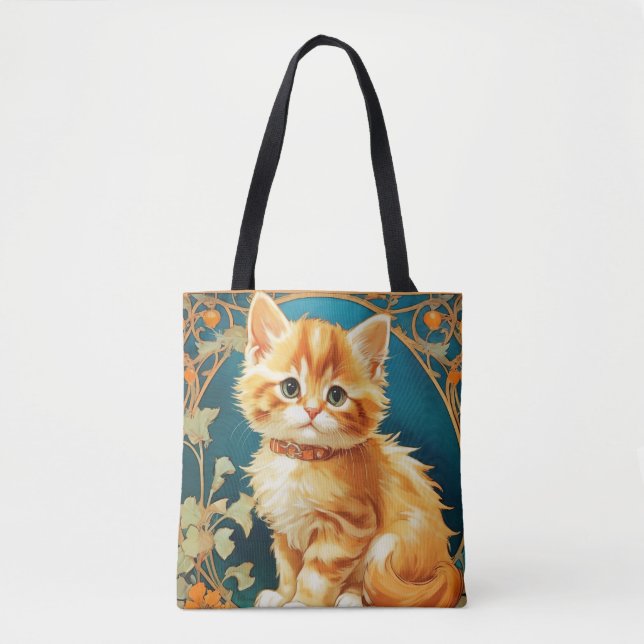 Bolso De Tela Gato de Alphonse Mucha Art Nouveau (Anverso)