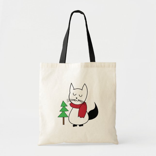 Bolso De Tela Gato de árbol de Navidad curado (Frente)
