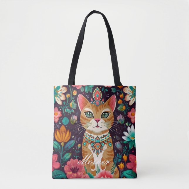 Bolso De Tela Gato de Bejeweld coronado (Anverso)