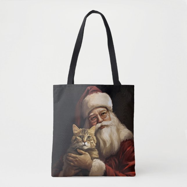Bolso De Tela Gato de Bengala con Navidades festivos de Santa Cl (Anverso)