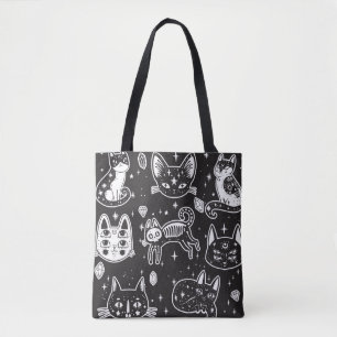 Bolso De Tela Gato de bruja: Ilustracion aislado de época