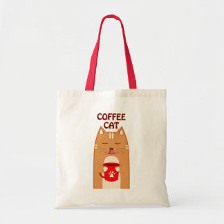 Bolso De Tela Gato de café |