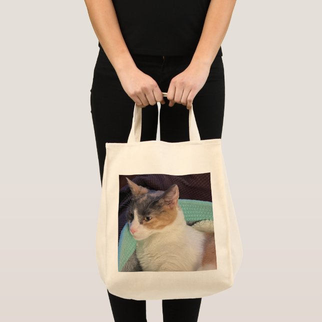 Bolso De Tela Gato de Calico en la cama de gato (Anverso (producto))