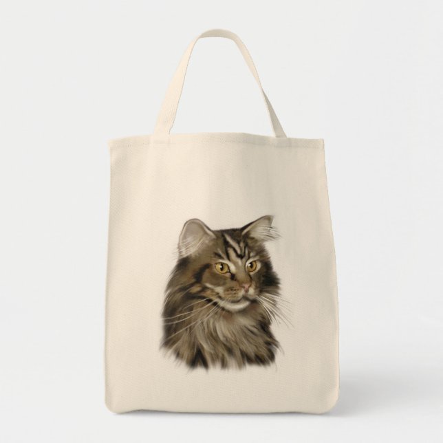 Bolso De Tela Gato de Coon negro de Maine del Tabby (Frente)