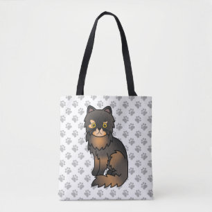Bolso De Tela Gato de dibujos animados y patas de Tortie Point P