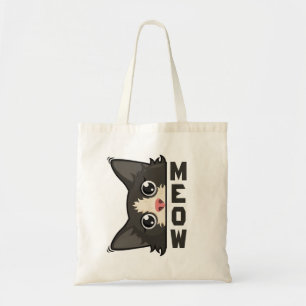 Bolso De Tela Gato de esmoquin divertido dice Miau y observa el