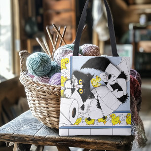 Bolso De Tela Gato de Esmoquin Juguetón Caos de Papel Higiénico 