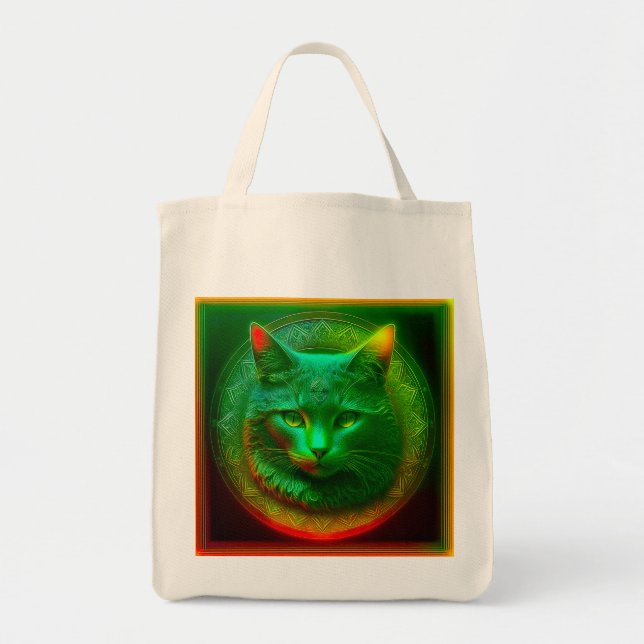 Bolso De Tela Gato De Fantasía Frente Al Escudo (Frente)