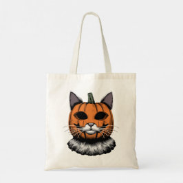 Bolso De Tela Gato de Halloween, cara de calabaza