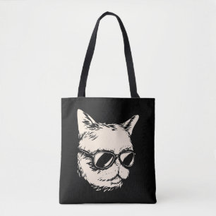 Bolso De Tela Gato de insignia con gafas de sol
