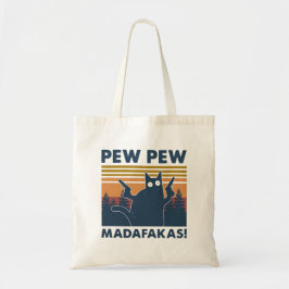 Bolso De Tela Gato de la cosecha Pew Pew Madafakas