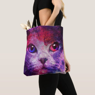 Bolso De Tela Gato de la Galaxia Púrpura 