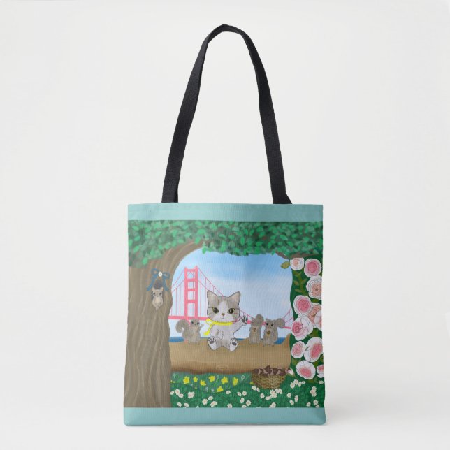 Bolso De Tela Gato de la Luna Llena (Anverso)