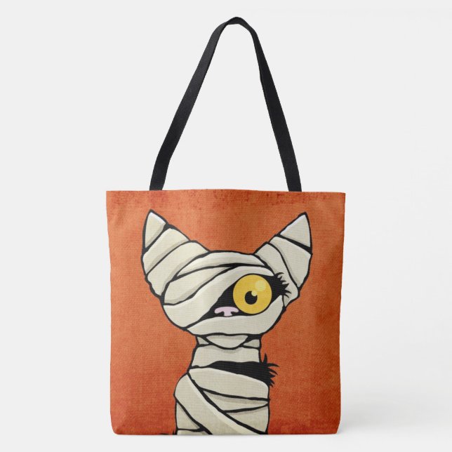 Bolso De Tela Gato de la momia de Halloween (Anverso)