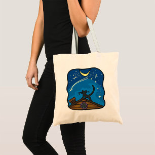 Bolso De Tela Gato De La Noche En El Techo