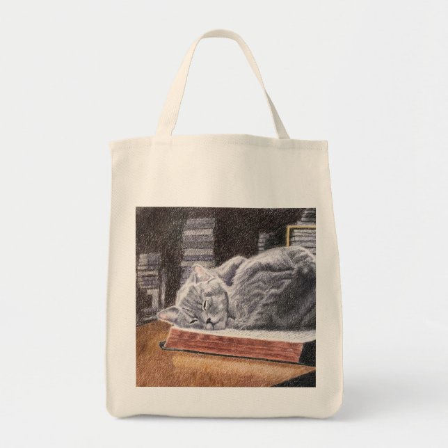 Bolso De Tela Gato de librería (Frente)