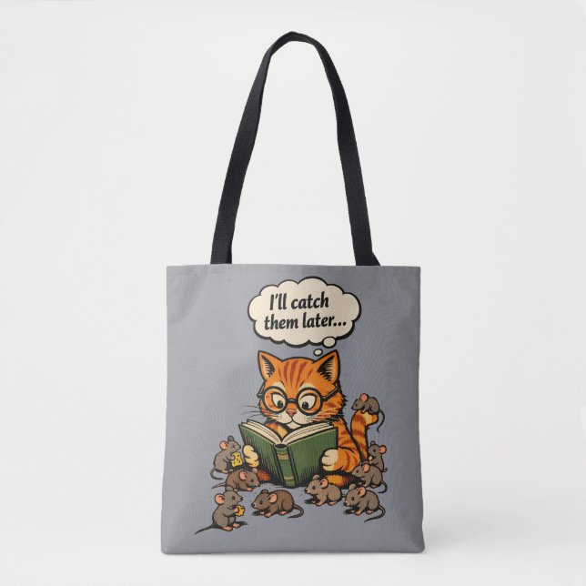 Bolso De Tela gato de libro (Anverso)