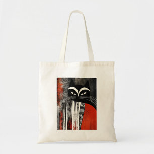 Bolso De Tela Gato de moda en Crimson: negrita negro, blanco y r