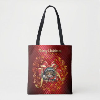 Bolso De Tela Gato de Navidad de estilo vintage