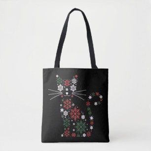 Bolso De Tela Gato de Navidad Hizo Copos de Nieve Gatos Divertid