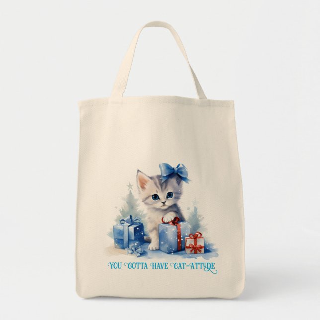 Bolso De Tela Gato de navidades (Frente)