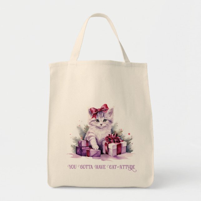 Bolso De Tela Gato de navidades (Frente)