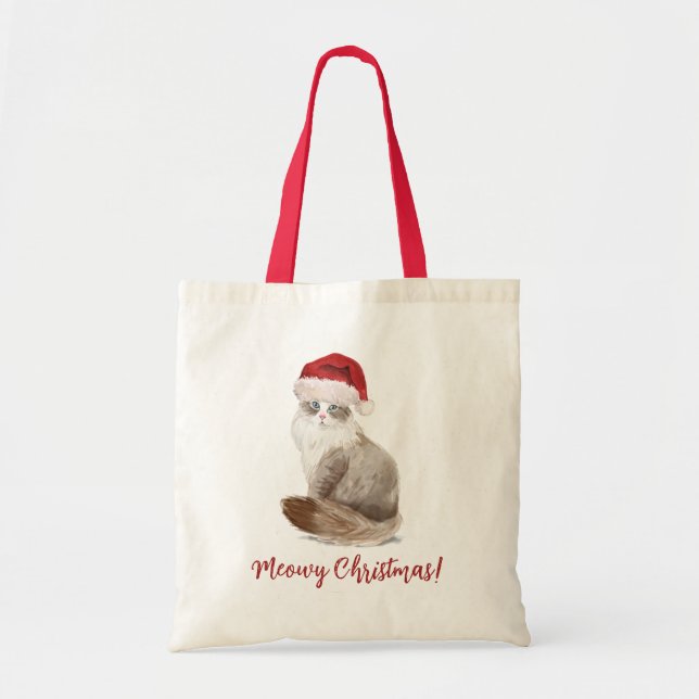 Bolso De Tela Gato de Navidades Cute Meowy (Frente)