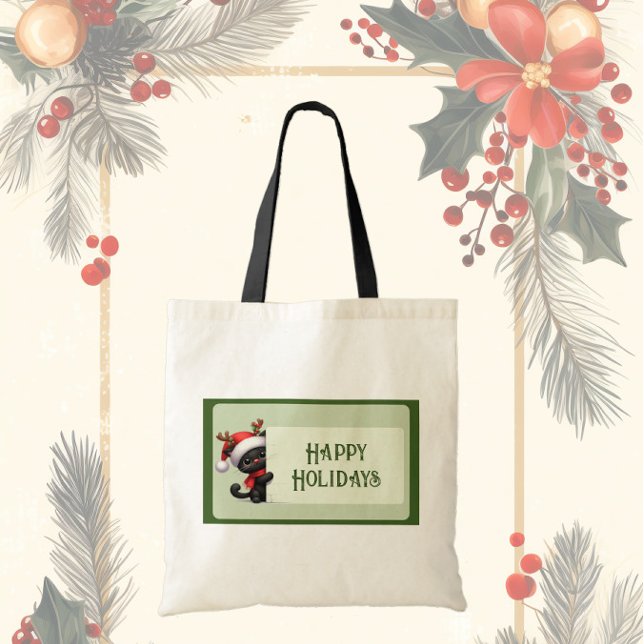 Bolso De Tela Gato de Navidades Cutos - Felices vacaciones en la (Subido por el creador)