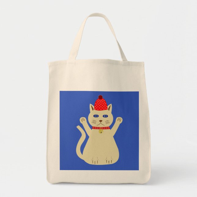 Bolso De Tela Gato de Navidades de corte (Frente)