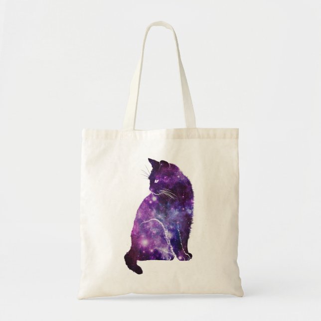 Bolso De Tela Gato de nebulosa del espacio púrpura (Frente)