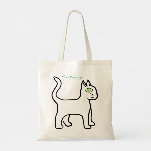 Bolso De Tela Gato de ojo verde Thunder_Cove (Reverso)