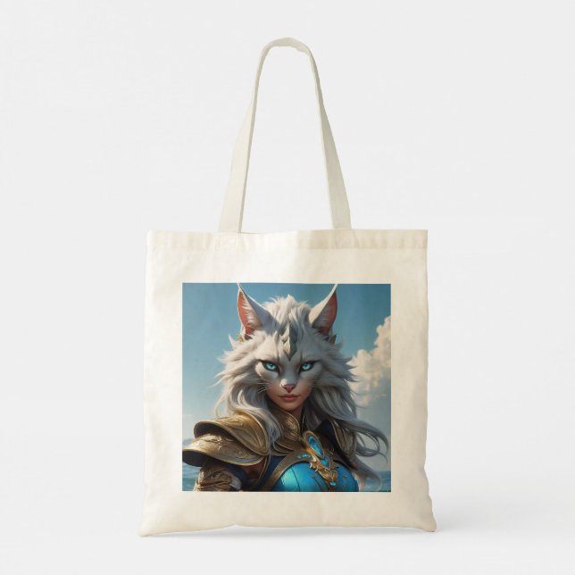 Bolso De Tela Gato de ojos azules malvados (Reverso)