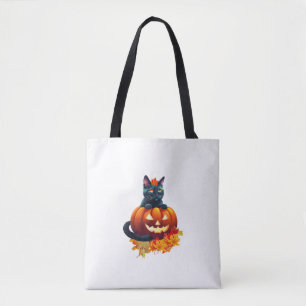 Bolso De Tela Gato de otoño, calabaza, diseño gráfico de Hallowe