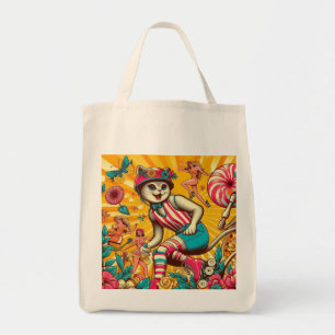 Bolso De Tela Gato de patinaje sobre ruedas retro de personaliza